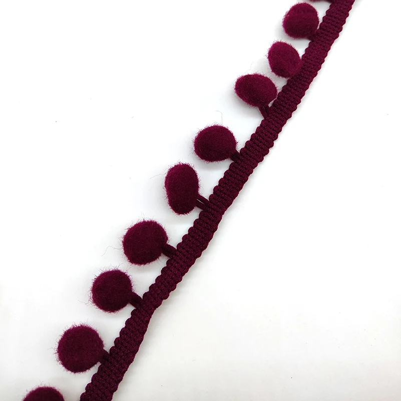 2 ярдов шар-помпон бахрома обрезанная лента для шитья ремесла аппликация дизайн Вышивка Одежда Аксессуары стеганое постельное белье - Цвет: Wine red