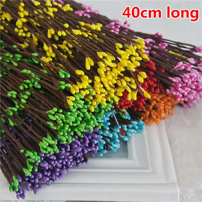 

100pcs 40cm DIY Craft Artificial Pip Berry Stems Floral Branches Rattan For Hair Garland Flower Accessories Christmas Decoration
