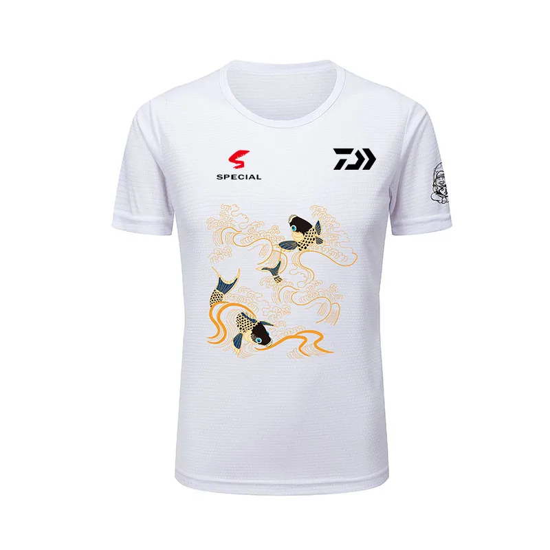 Summer Daiwa Clothing for Fishing Camouflage Outdoor Fishing Tshirt Breathable Letter Short Sleeve Top Sport Quality Fishing Tee