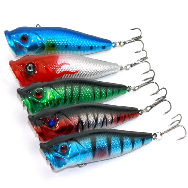 KKWEZVA 5pcs/lot 9cm/12g Popper Fishing Lure Hard Fishing Baits Top