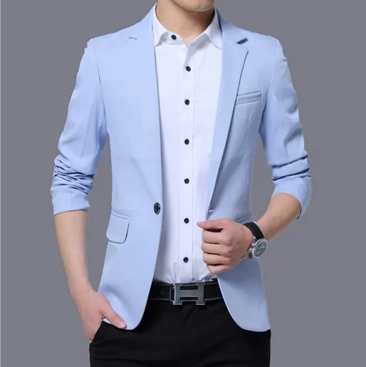 New Slim Fit Casual Jacket Cotton Men Blazer Jacket Single Button Mens Suit Jacket 2016 Spring Solid 4 Colors Coat Male Suite