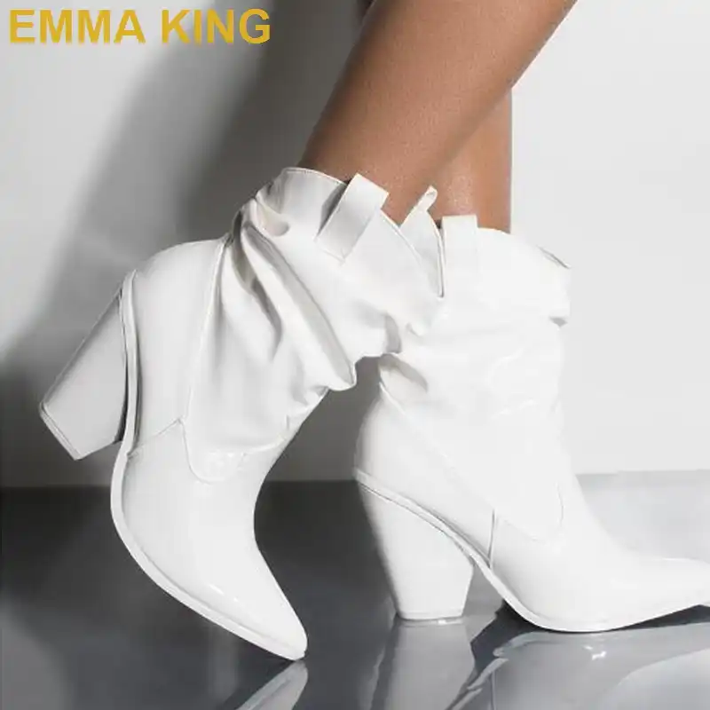 white leather pointed toe boots