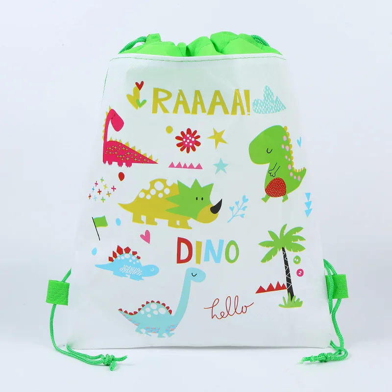 Нетканое полотно 10 шт. женские сумки на завязках на тему дня рождения рюкзак с троллями мочила Moana, носки для девочек и мальчиков детские подароки сувениры вечерние поставки - Цвет: Dinosaur