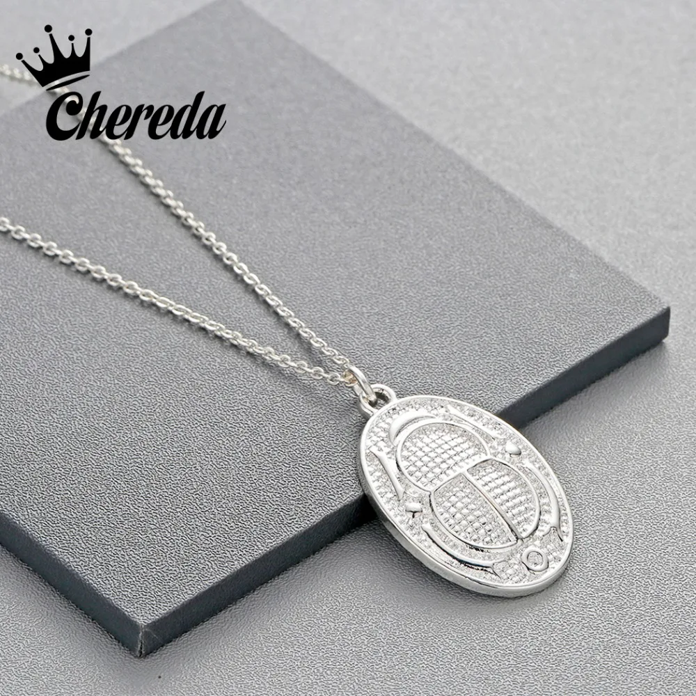 

Chereda Charm Silver Gold Color Necklace For Women Ancient Egyptian Hieroglyph Cartouche Scarab Beetle Pendant Lady Jewelry Gift
