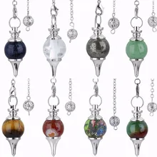 SUNYIK 1Lot (8Pc) Crystal Stone Ball Point Reiki Healing Dowsing Crystal Pendulum with Chain цена SUNYIK 1Lot (8Pc) Crystal Stone Ball Point Reiki Healing Dowsing Crystal Pendulum with Chain цены онлайн