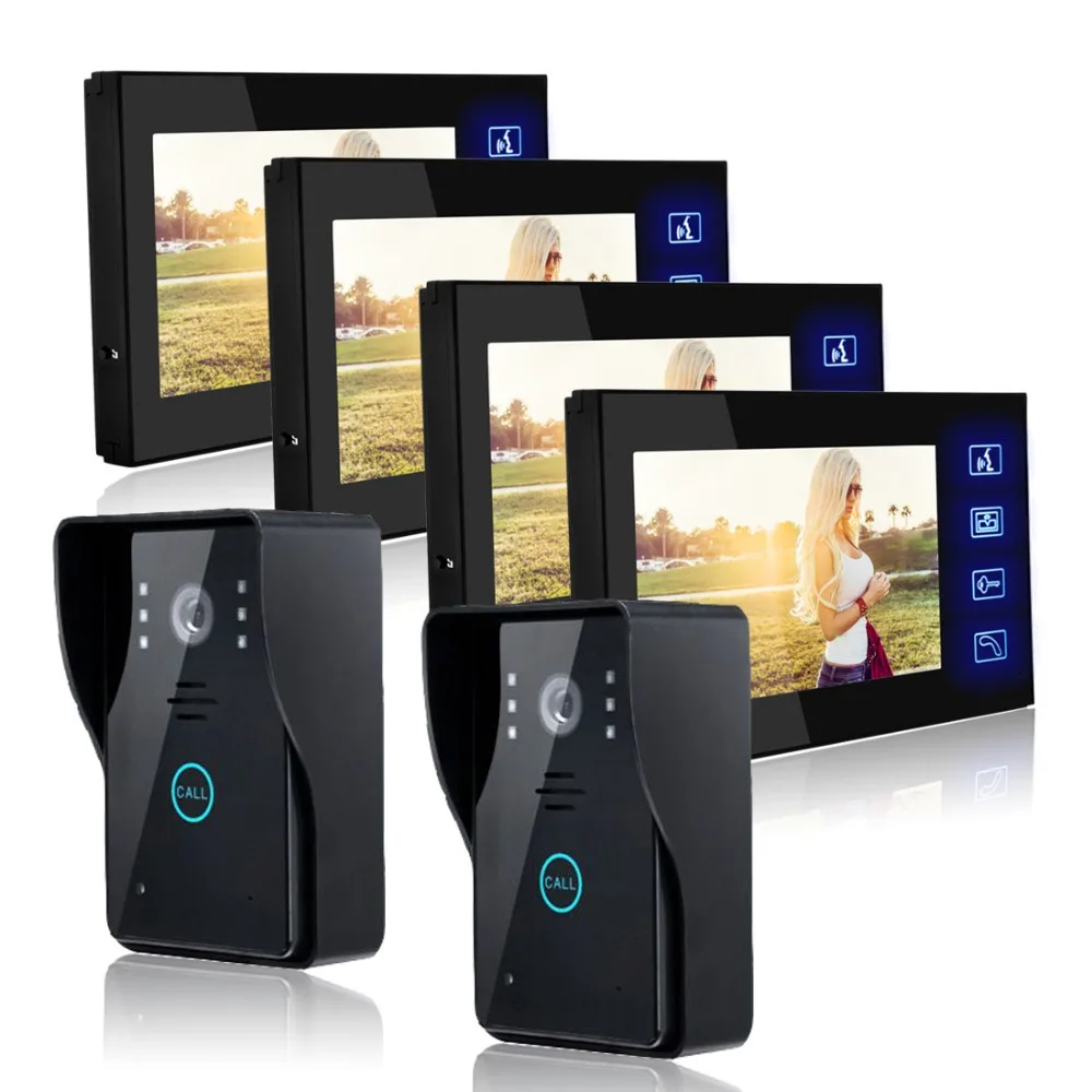 

wired video door phone intercom Home Security 7 Inch Color LCD Color Screen Monitoring the outside of the door rainproof camera
