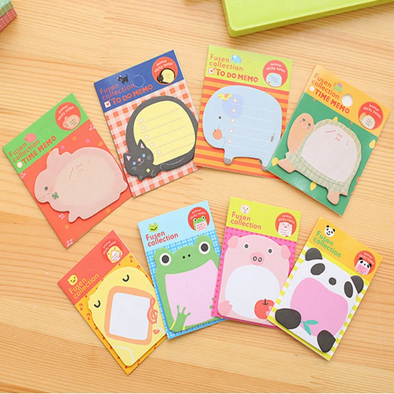 Оптовая Продажа 800 шт N Times милые животные Post It Kawaii Sticky Notes 8 видов узоров блокнот