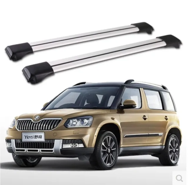 For Skoda Yeti 2013 2016 Roof Rack Rails Bar Luggage Carrier Bars top Racks Rail Boxes Aluminum