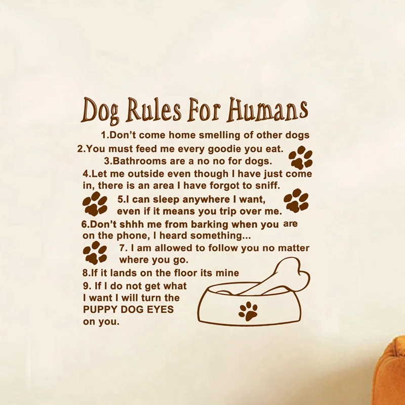 

Free shipping amazon hot Dog Rules For Humans Wall Art Quote Decal Mural Stickers,cute love dog room decoration,dog005