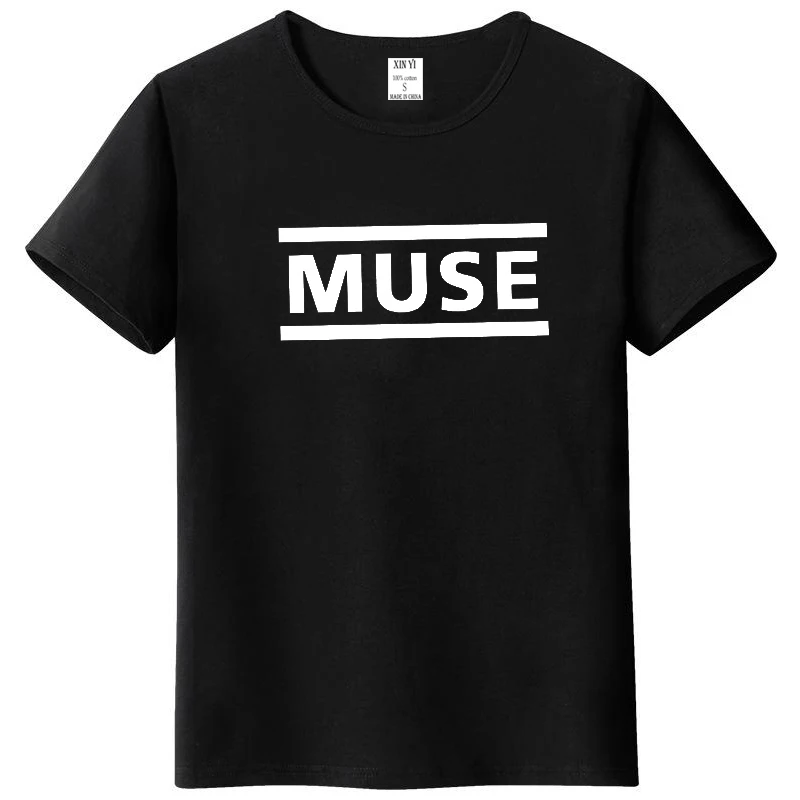 Футболка мужская с надписью muse 100% хлопок топ коротким рукавом и круглым вырезом в