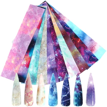 

10pcs Nail Foils Stickers 3D Charms Starry Paper Adhesive Decals Marble Holographic Nail Art Transfer Sticker Decoration SA1022