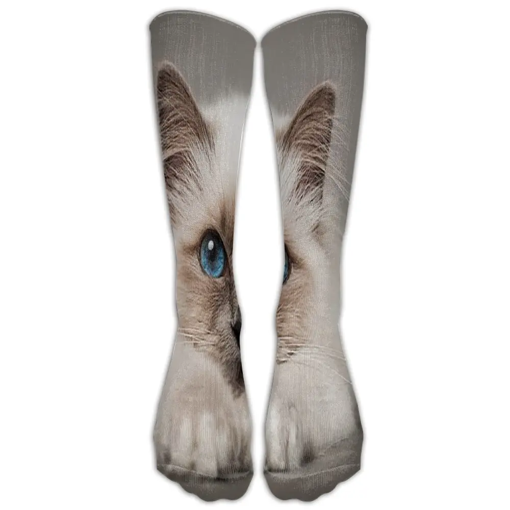 SAMCUSTOM модные гольфы для женщин хлопок выше колена чулки для дам Ragdoll cat 3D печати Длинные - Цвет: Оранжевый