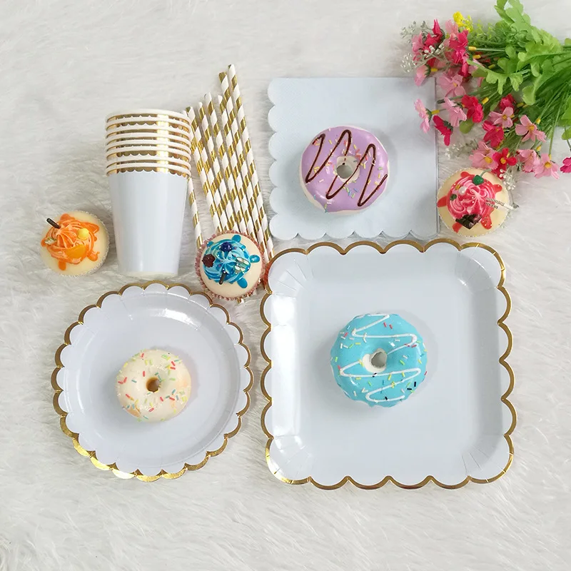 

Bronzing Solid Blue Disposable Tableware Sets Pure Color Paper Cup Plate Straw for Wedding Decor Kids Birthday Party Supplies