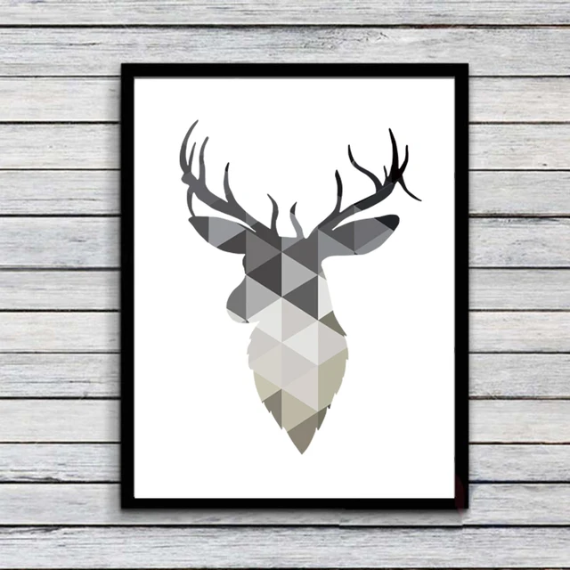 Geometric Deer Head Canvas Printable Poster Modern Wall Art Pictures Geometric Deer Head Canvas Printable Poster Modern Wall Art Pictures For Home Office Decor