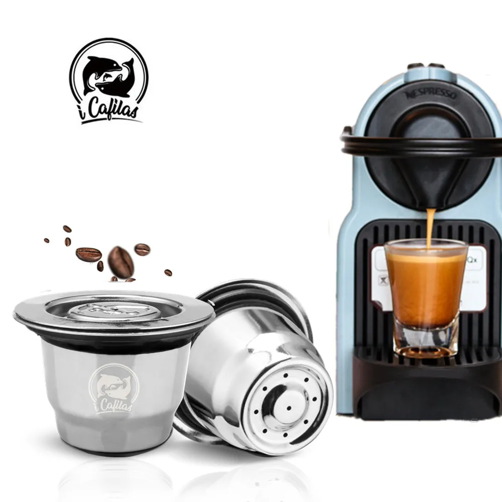 

New Stainless Steel Metal 2 in 1 Usage Reusable Coffee Filter Nespresso Capsule Refilable Maker Pods Cup Fit Essenza mini
