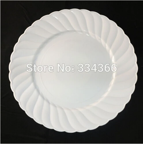 

60pcs/lot 10" White Heavy Plastic Dinner Plate 26cm Round Plate Tableware Party Plate Festival Wedding PartyWare