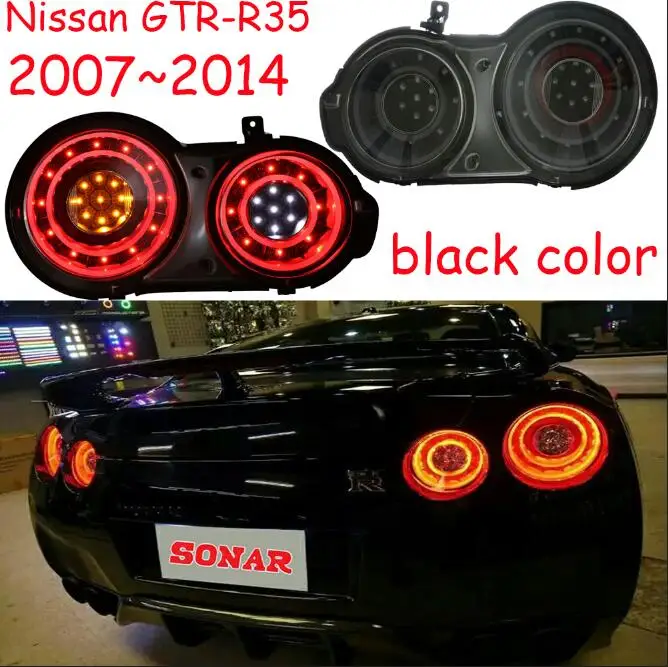 2pcs taillight black Автомобильный Стайлинг Головной фонарь для Nissan GTR фара 2007~ 2014y Taillamp для GTR задний фонарь светодиодный GT-R R35 TailLamp задний фонарь - Цвет: 2pcs taillight black