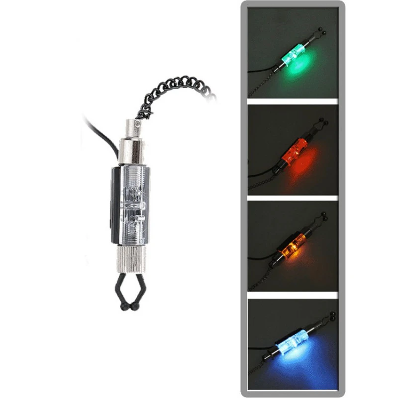 

*Fishing Alarm LED 4 Light Iron Zinc Plating Fishing Bite Hanger Swinger Chain Carp Fishing Illuminated Indicator Fishing Tools