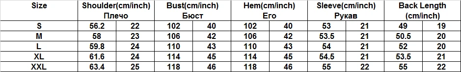 Size chart