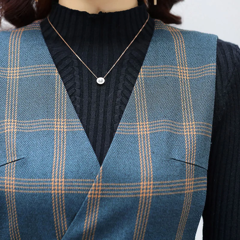 Casual Dress Suits Elegant Office Women Knitted Tops Dresses Suit 2 Piece Set knitting Tops+Vest Woolens Dresses Plus Size Set Casual Dress Suits Elegant Office Women Knitted Tops Dresses Suit 2 Piece Set knitting Tops+Vest Woolens Dresses Plus Size Set