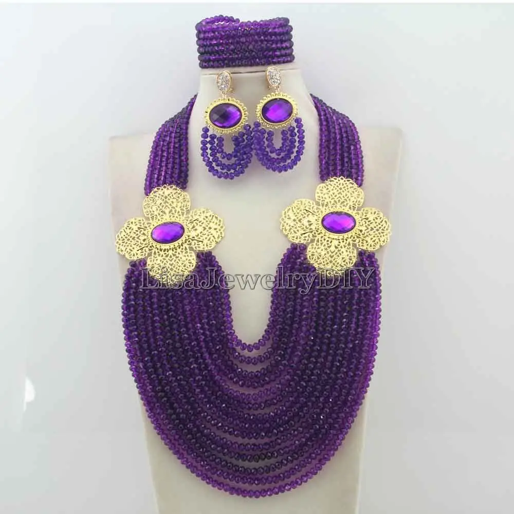 

Fashion Crystal Ball Costume Jewellery Nigerian Wedding African Beads Jewelry Sets HD0864