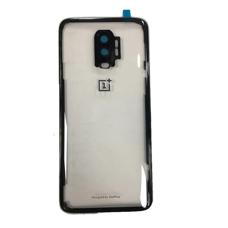 Оригинальное стекло для OnePlus 6T задняя крышка батарейного отсека Дверь задняя стекло для Oneplus 6 Крышка батарейного отсека 1+ 6T корпус чехол с объективом камеры - Цвет: 6T Transparent