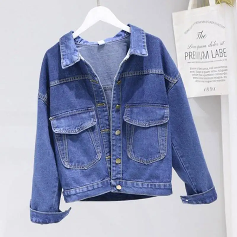 

2019 Spring Summer Denim Bomber Jacket Vintage Elegant Outwear Autumn Fashion Basic Coat Mujer