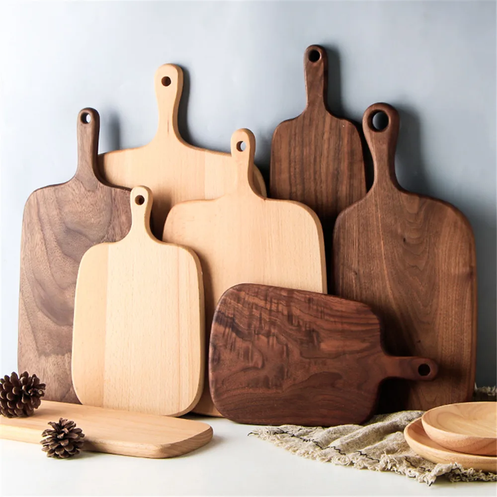 

Wooden Chopping Blocks Beech Walnut Pizza Bread Fruit Cheese Hangable Cutting Board Durable Non-slip Kitchen Tools Accessories