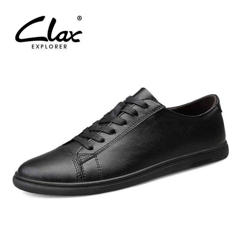 

CLAX Men's White Shoes Fashion 2019 Spring Summer Man Casual Shoe Male Leather Footwear Soft