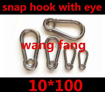 

M10 10mm 10*100mm, snap hook with eye stainless steel 304 spring hook,carbine hook,carabiner,spring clip boat hardware rigging