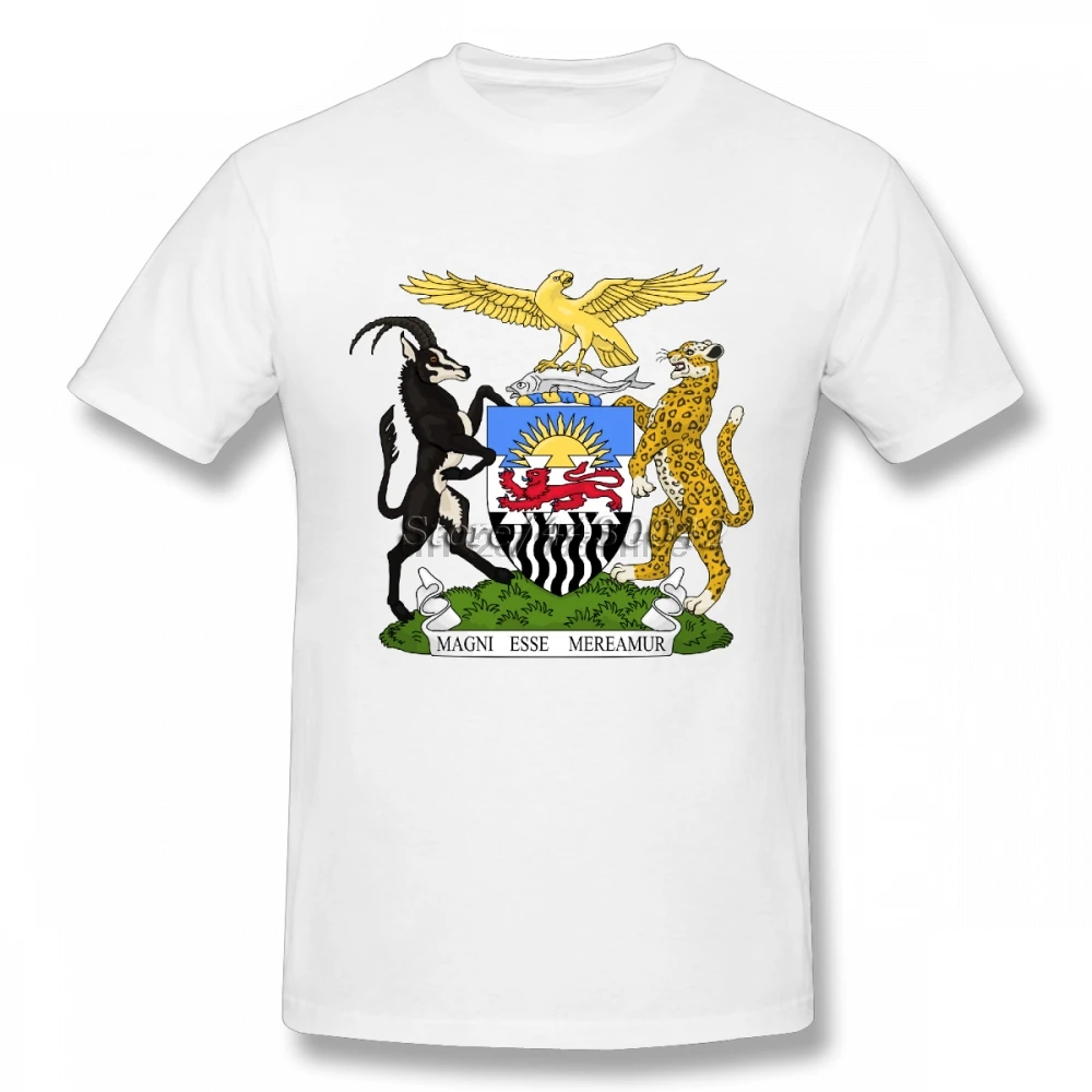 

Coat Of Arms Of The Federation Of Rhodesia And Nyasaland Flag T-shirt For Men Short Sleeve Cotton Plus Size Custom Tee