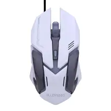 Professional Gaming Mouse USB Wired LED Optical Mouse with 6 Buttons 4 DPI Levels 800-1200-1600-2400DPI 7 Colors Breathing Light