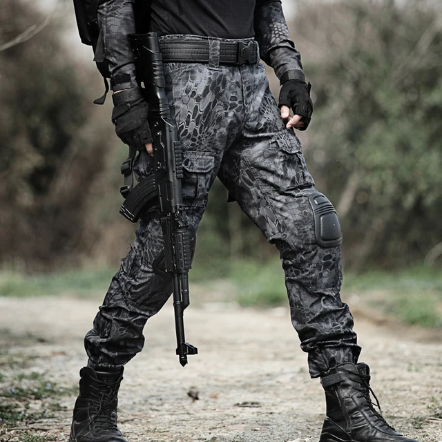 Military Black Python Hunting Pants With Knee Pads Army Outdoor Hiking