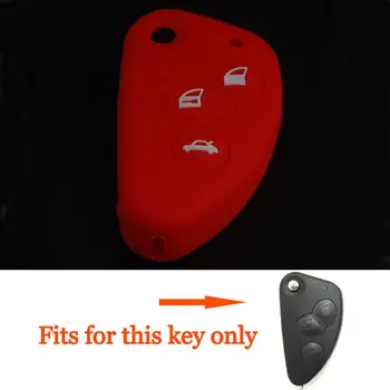 

BBQ@FUKA Red/Blue Silicone Flip Remote Key Shell Holder Case Fit for Alfa Romeo 147 156 166 GT JTD TS