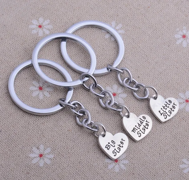 set of 3 big middle little sister love heart best friend gifts