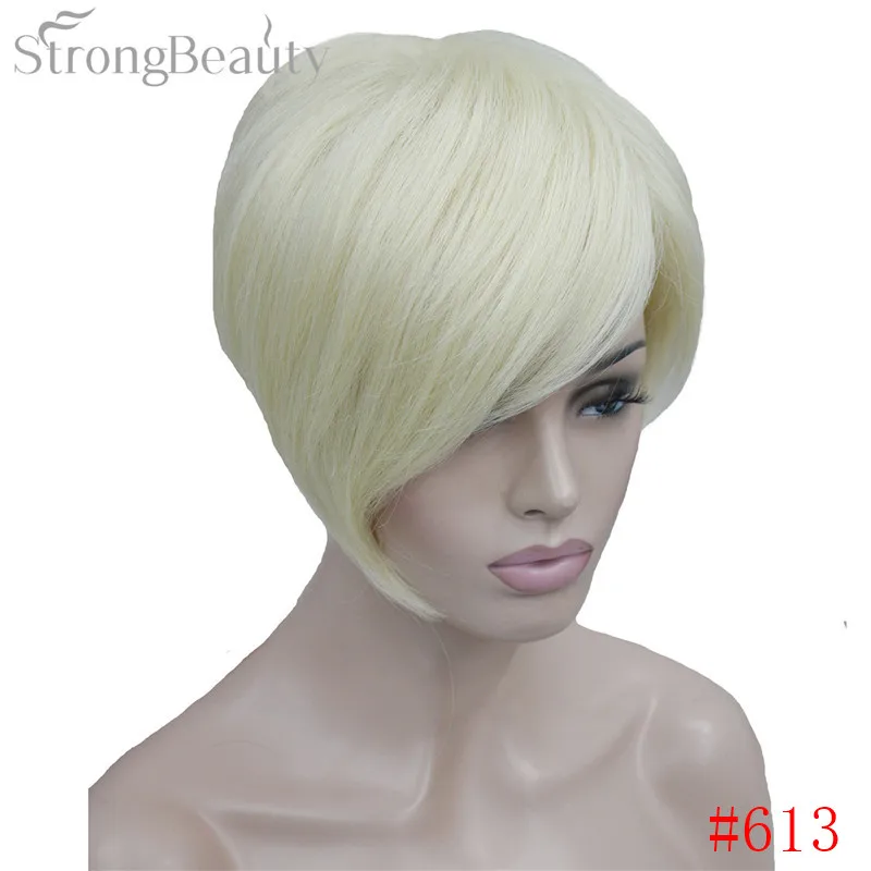 StrongBeauty Assimétrica No-Bangs Clipe Reta Curta Bob