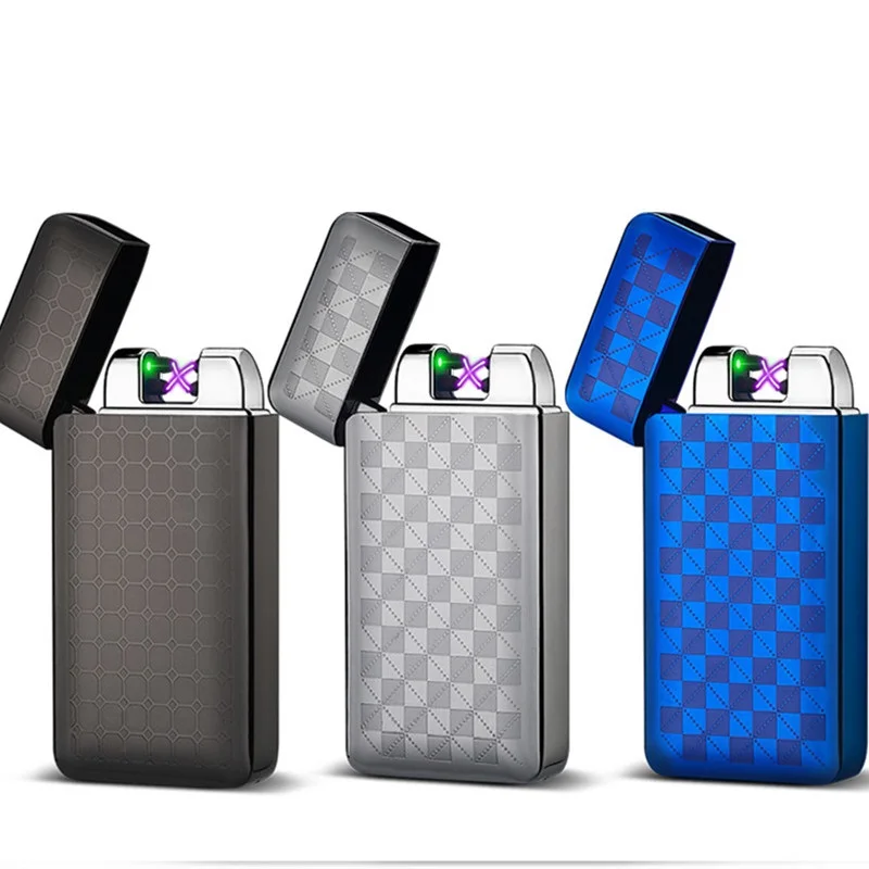 

Dual Arc Usb Electronic Cigarette Lighter with Green Lighter Laser Sensor Quick Ignition Flame less Windproof Metal ARC Lighter