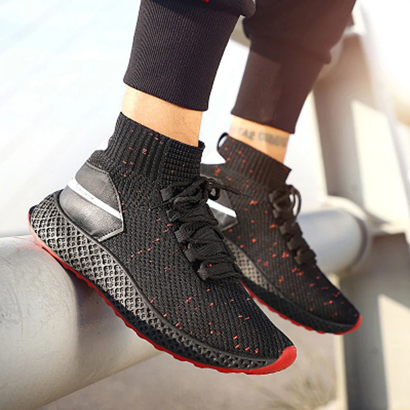 shoes 2018 Knit Men Sneakers Ankle guard Light Autumn Hip Hop High Sock Footwear Breathable Black Zapatillas Hombre Casual Shoes | Обувь