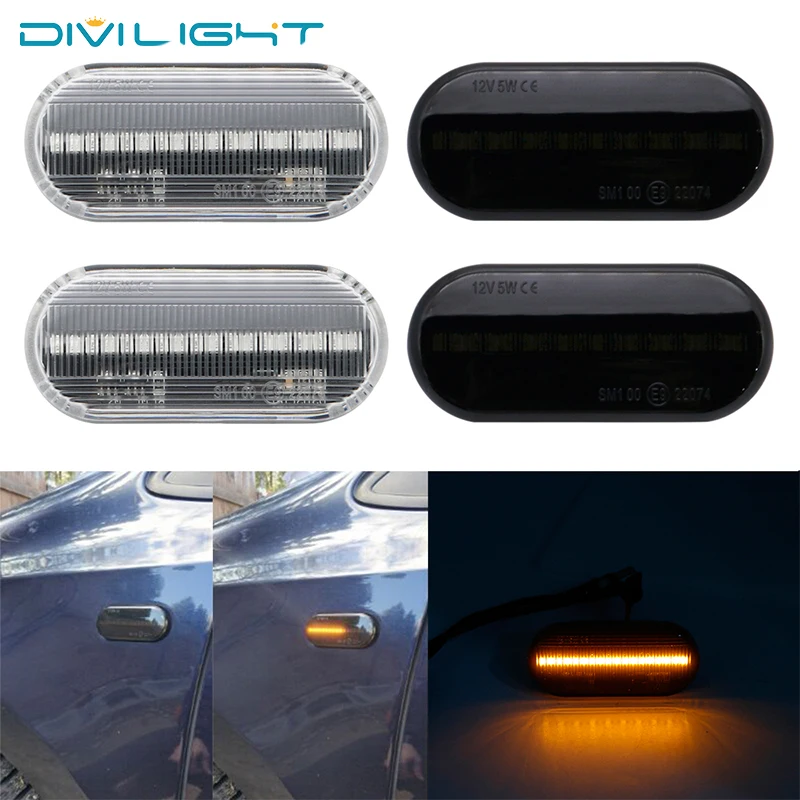 

1 Pair Dynamic Front Fender Flowing LED Side Marker Lights For VW MK4 Jette Bora Golf 3 4 Lupo Passat 3B 3BG Polo 6N 6N2 9N