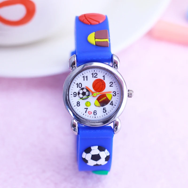 

children girls boys cool cute 3D cartoon football basketball sports watches little kids silicone strap electronic montre enfants