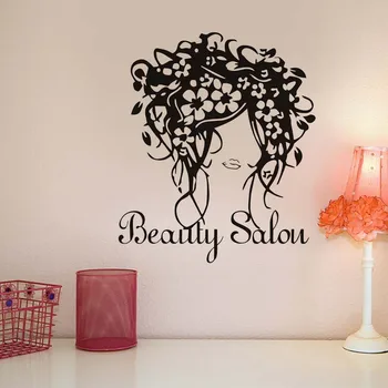 

Flowers Hairstyle Vinyl Wall Art Decals Stickers Home Decor Living Room Wall Decor Beauty Salon Shop Self Adhesive Wallpaper