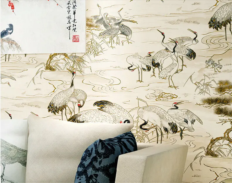 wallpaper classical Chinese ink landscape Baihe environmental protection bedroom sofa TV setting wall | Обустройство дома