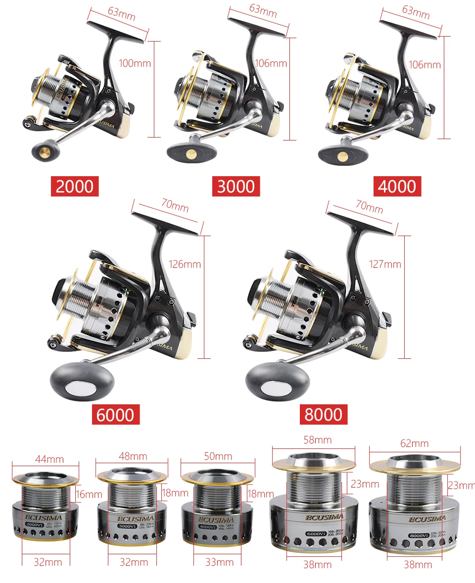 RYOBI ECUSIMA VI Рыболовная катушка для спиннинга 2000/3000/4000/6000/8000 4BB 8 кг Макс Перетащите Рыболовные катушки металлический катушка в соленой воде