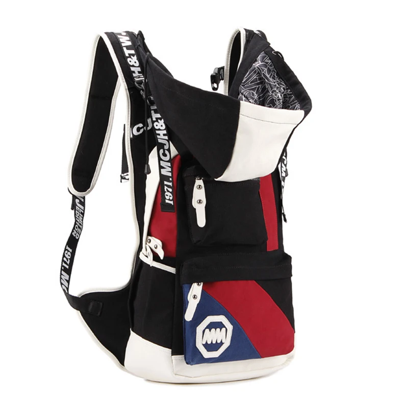 

2019 New Canvas Backpacks Men Women Fashion With Hood Hat Rucksack Student School Bags for teens Large capacity Travel Bag