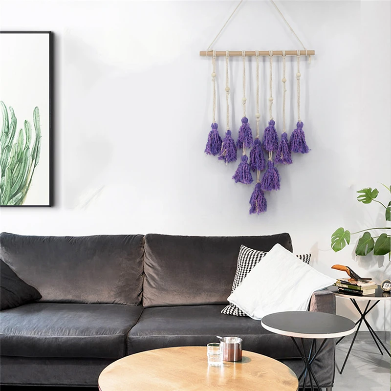 Nordic Simple Style Purple Tassels Wall Tapestry For Photo 1pcs Home Art Decor Hanging Tapestry Quality Handmade Cotton Tapestry Nordic Simple Style Purple Tassels Wall Tapestry For Photo 1pcs Home Art Decor Hanging Tapestry Quality Handmade Cotton Tapestry