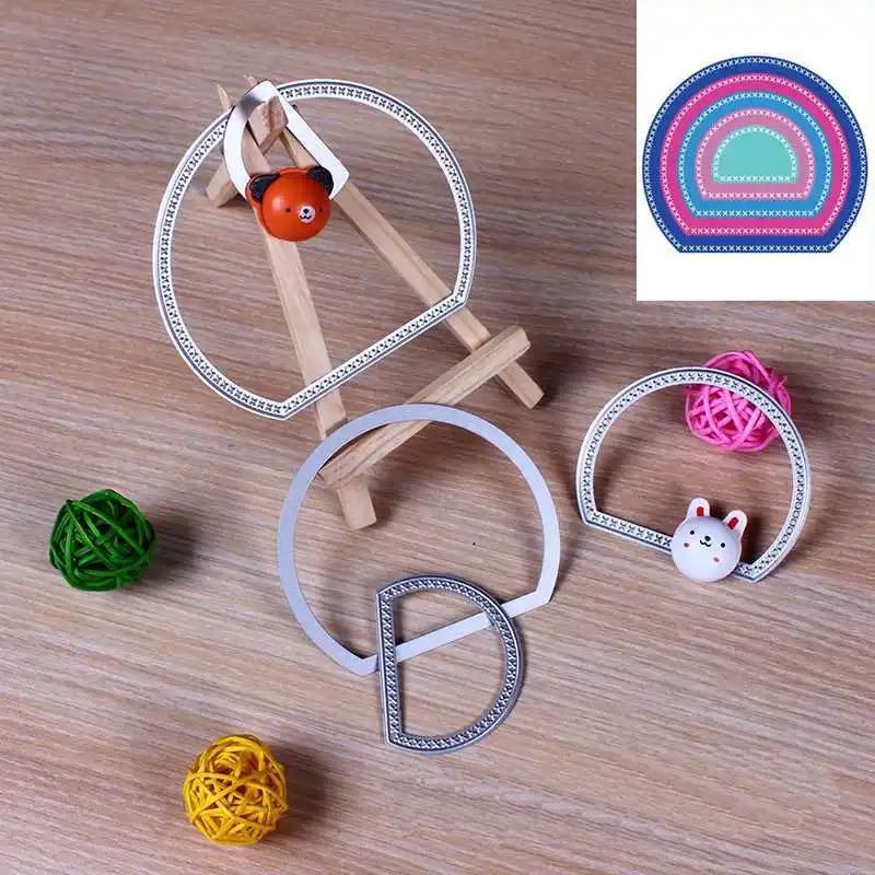 5pcs Circle Round Frame Metal Geometry Cutting Dies