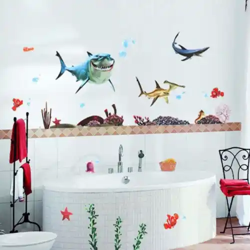 Finding Nemo Shark Fish Bathroom Mural Wall Decals Decor Kids Fun Popular Fashion for Boys Girls Living Room