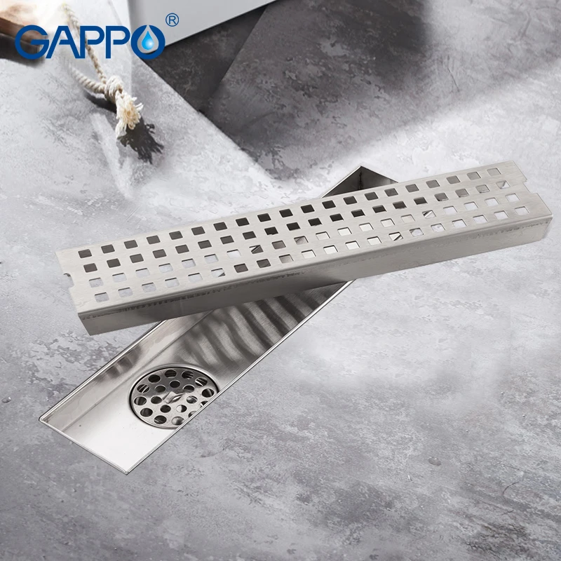 

GAPPO Drains stainless steel recgangle bathroom floor cover drains strainer anti-odor shower drain strainer waste drains