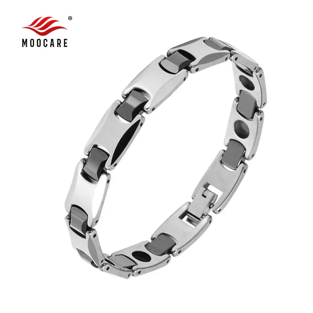

Moocare men jewelry silver bracelet tunqsten metal wrist hand charm male casual magnetic therapy bracelet