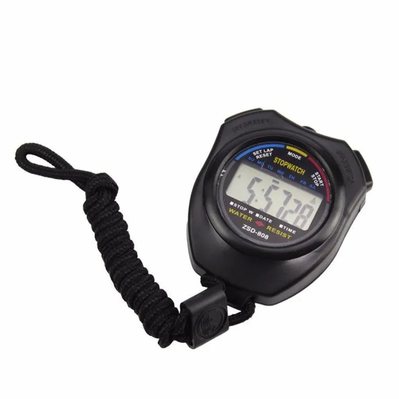 New Sports Stopwatch Professional Handheld Digital LCD Sports Stopwatch Chronograph Counter Timer with Strap Alarm M17 (6)